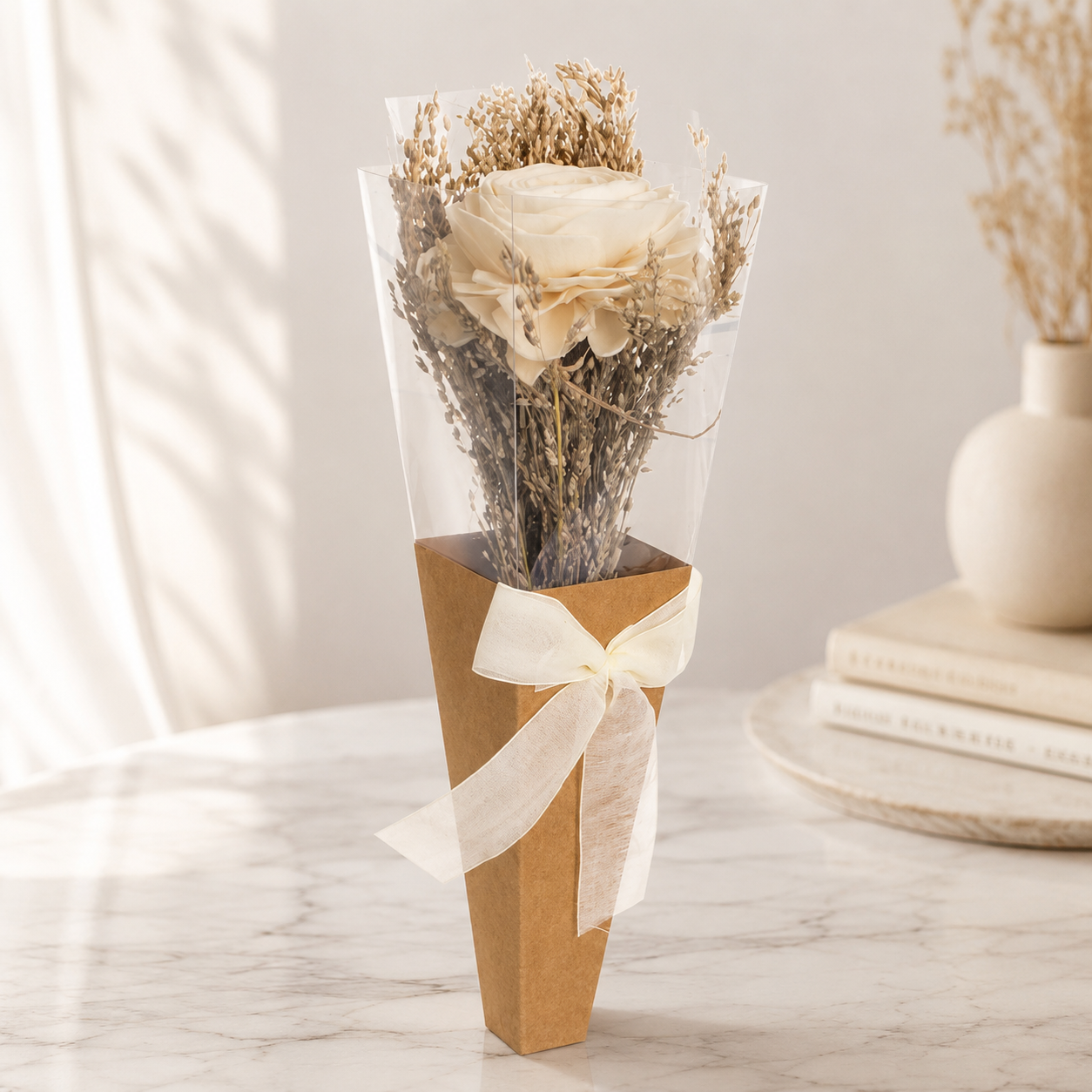 Decorative Dried white Rose Bouquet