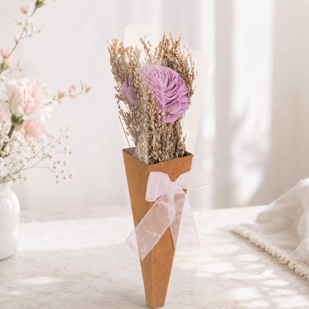 Decorative Dried Pink Rose Bouquet