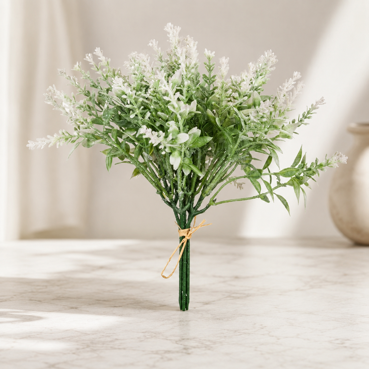 Elegant Artificial White Lavender Bouquet