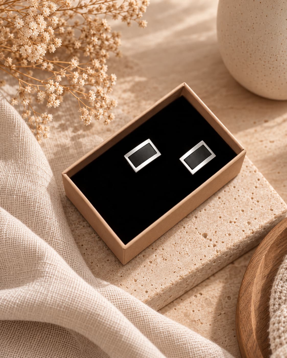 Black & Silver Cufflinks Gift Set | Men’s Formal Shirt Accessories - Gifting CY - #Cyprus# -