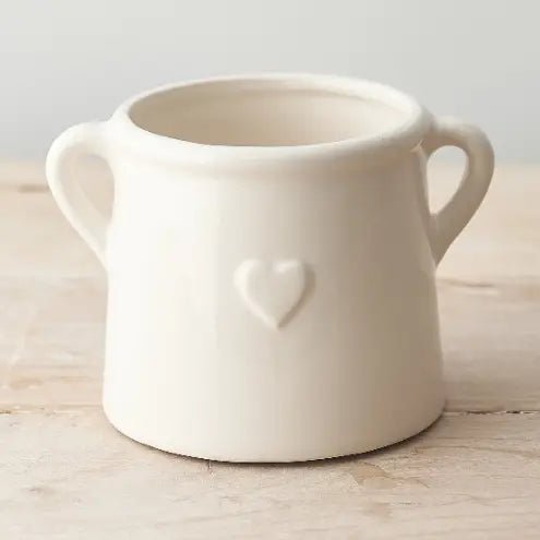 Ceramic Eared Planter with Heart Detail – Small Plant Pot - Gifting CY - Cyprus -