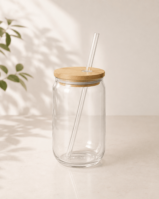 Clear Libbey Glass Set with Lids and Straw - Gifting CY - Cyprus -
