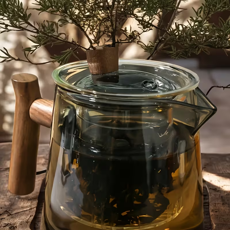 Serene Glass Tea Infuser Pot, Elegant Clear Tea Maker for Loose Leaf Tea & Calm Daily Rituals