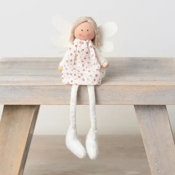 Knitted Angel Decoration – Floral Dress with Felt Wings - Gifting CY - Cyprus -