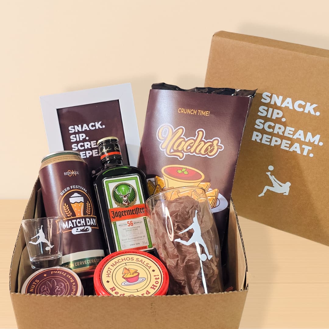 Match Day Football Gift Box – Beer, Jägermeister, Snacks & Salsa Set - Gifting CY - Cyprus -