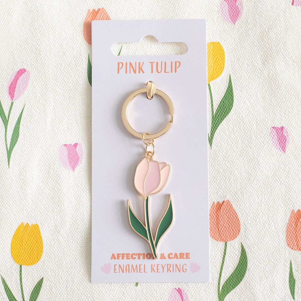 Pink Tulip Enamel Keyring – Affection & Care Gift - Gifting CY - Cyprus -