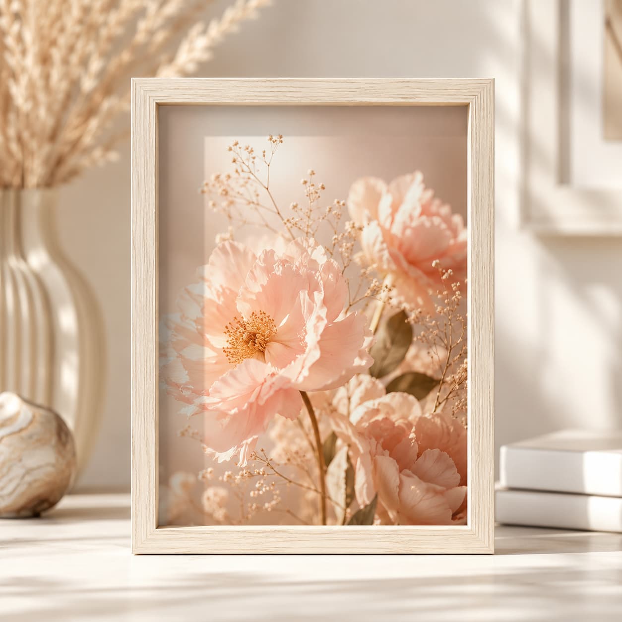Wooden Glass Frame with Flowers Design 30.5x40.5cm - Gifting CY - Cyprus -
