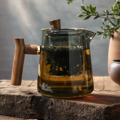 Serene Glass Tea Infuser Pot, Elegant Clear Tea Maker for Loose Leaf Tea & Calm Daily Rituals