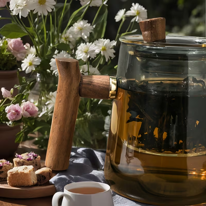 Serene Glass Tea Infuser Pot, Elegant Clear Tea Maker for Loose Leaf Tea & Calm Daily Rituals