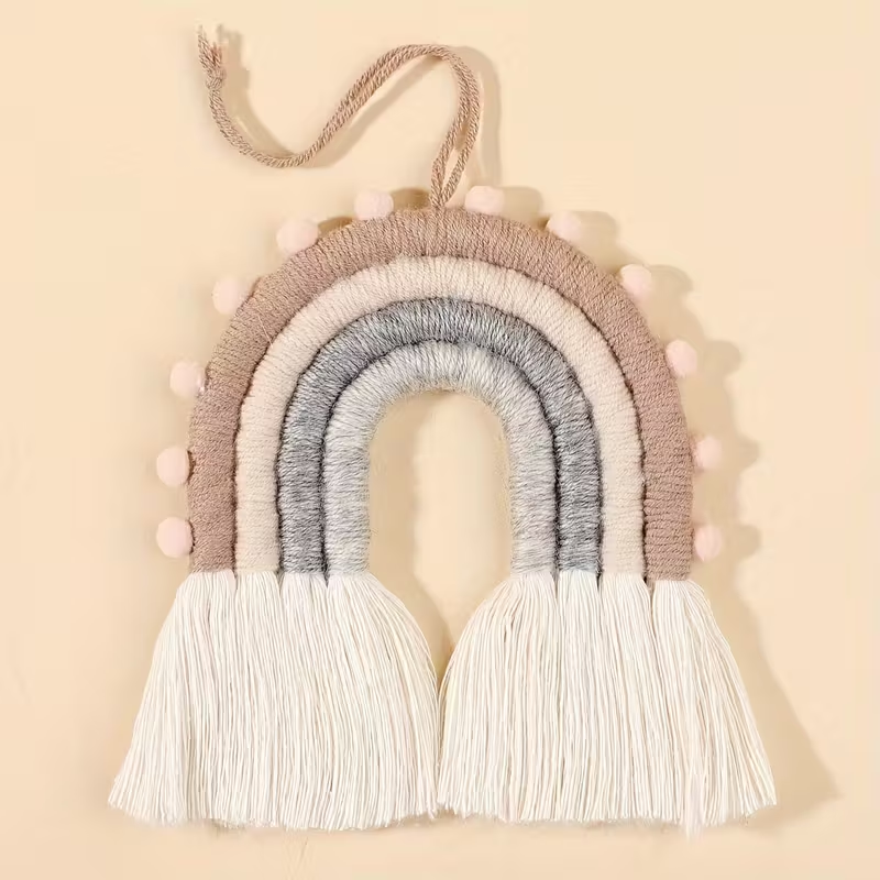 Boho Rainbow Wall Hanging, Hand-Woven Decorative Accent for Bedroom, Nursery & Home Styling (Copy)
