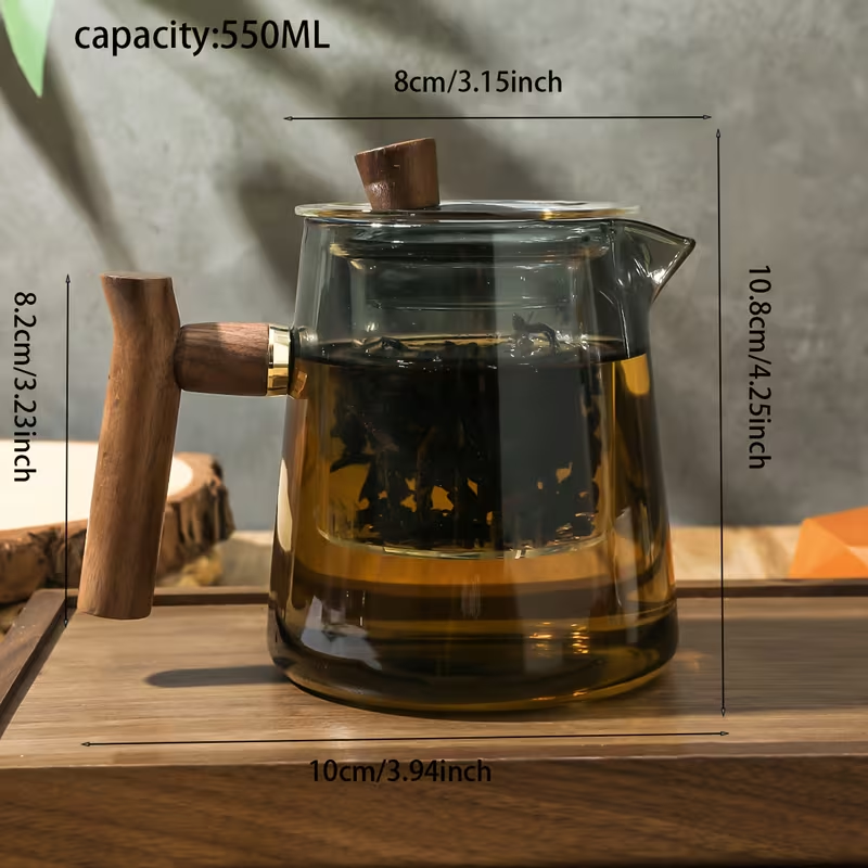 Serene Glass Tea Infuser Pot, Elegant Clear Tea Maker for Loose Leaf Tea & Calm Daily Rituals