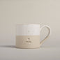 Handmade Papa stoneware mug from Portugal with embossed Papa lettering and natural ceramic glaze.