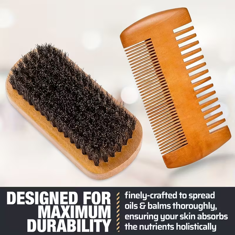 Refined Wooden Beard Grooming Set
