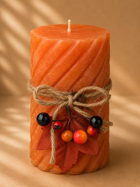 Autumn Harvest Decorative Pillar Candle
