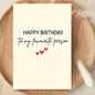 Birthday greeting card with the message “Happy Birthday to my favourite person” and red envelope