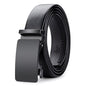 Black men’s leather belt with automatic buckle, ideal for gift boxes and formal wear