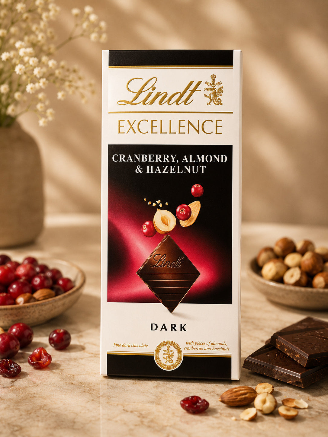 Lindt Excellence Dark Cranberry Almond And Hazelnut
