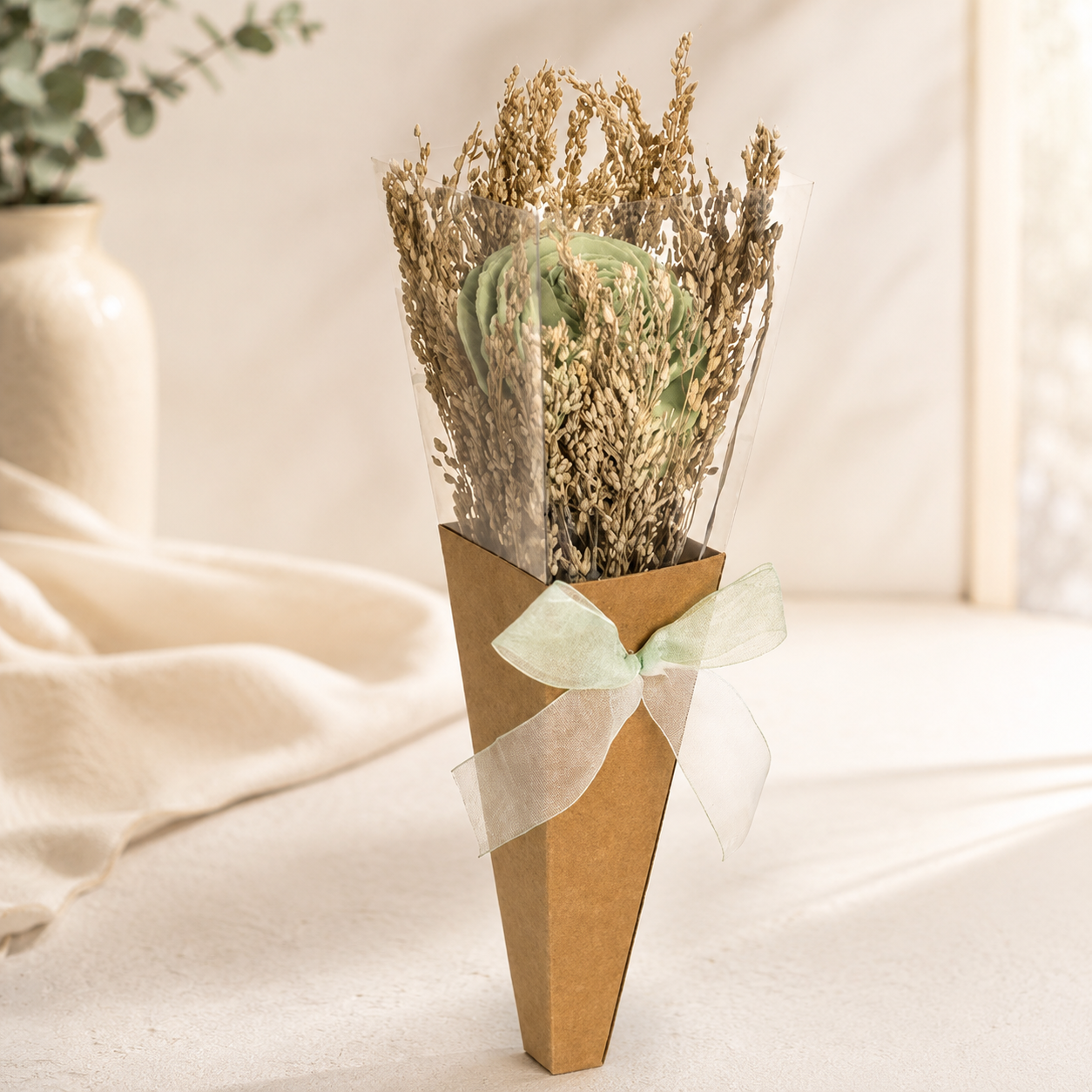 Decorative Dried Mint Rose Bouquet