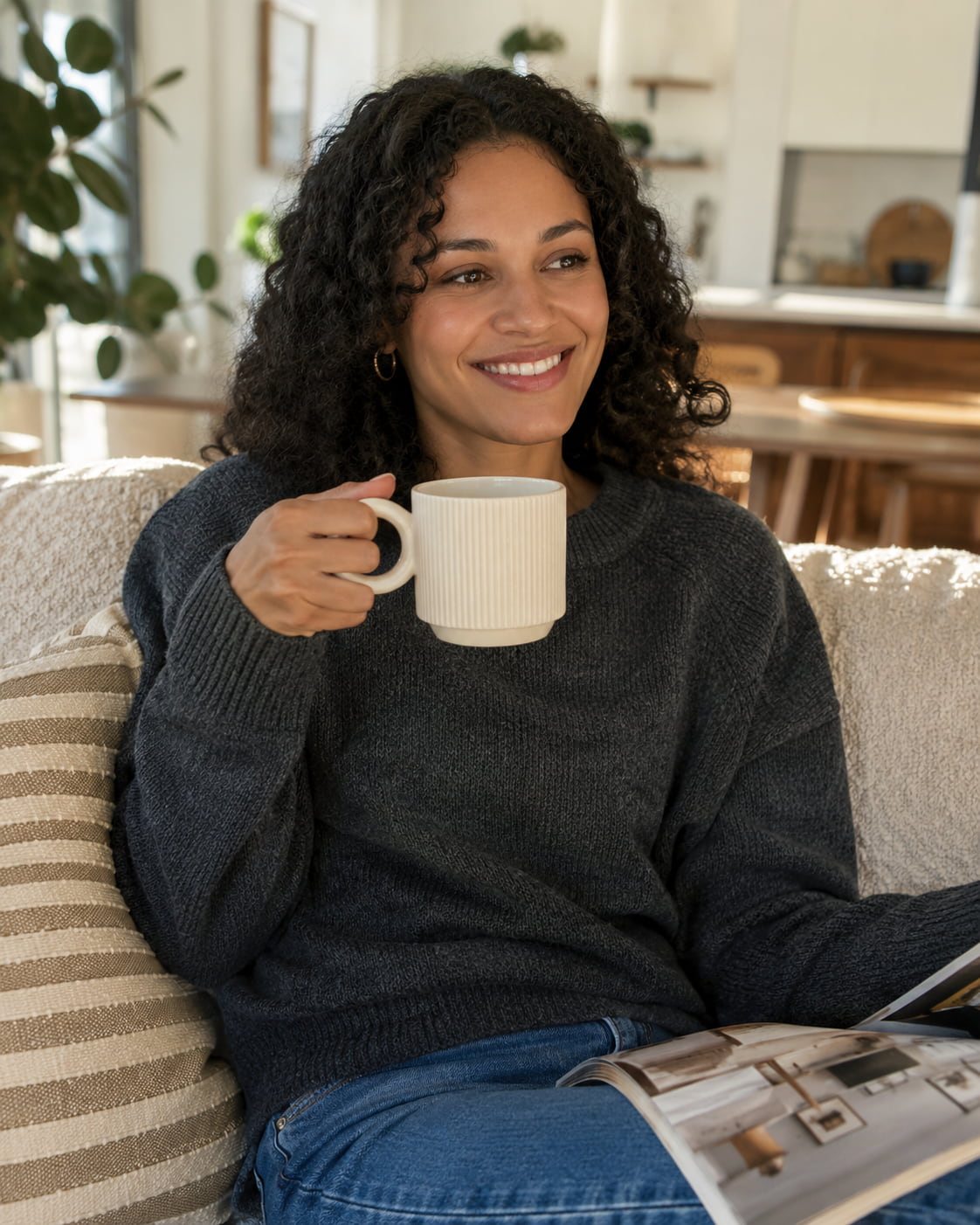 Nordic Ribbed Ceramic Mug