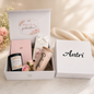 Personalised godmother proposal gift box with notebook, candle, reusable cup, marshmallows and floral details