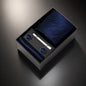 Prestige Blue Striped Tie Set with Pocket Square & Cufflinks, 8cm Formal Suit Gift Box