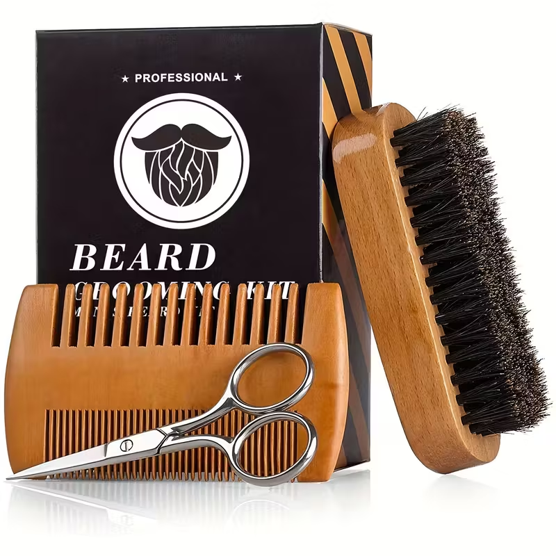 Refined Wooden Beard Grooming Set
