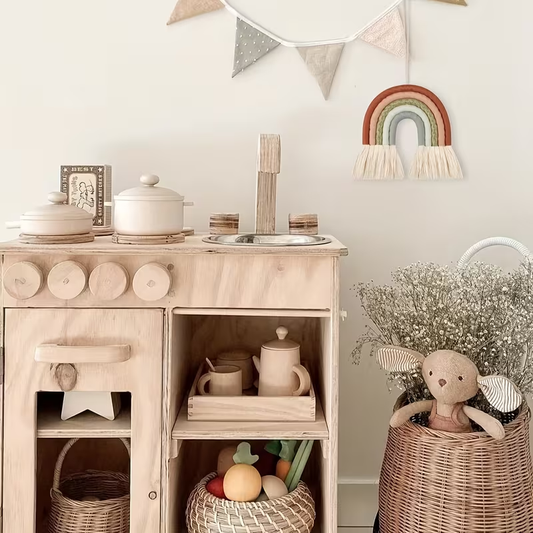 Boho Rainbow Wall Hanging, Hand-Woven Decorative Accent for Bedroom, Nursery & Home Styling