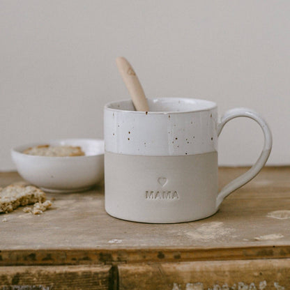 Handmade Mama earthenware mug from Portugal with a 400ml capacity, designed for tea, coffee and gifting.