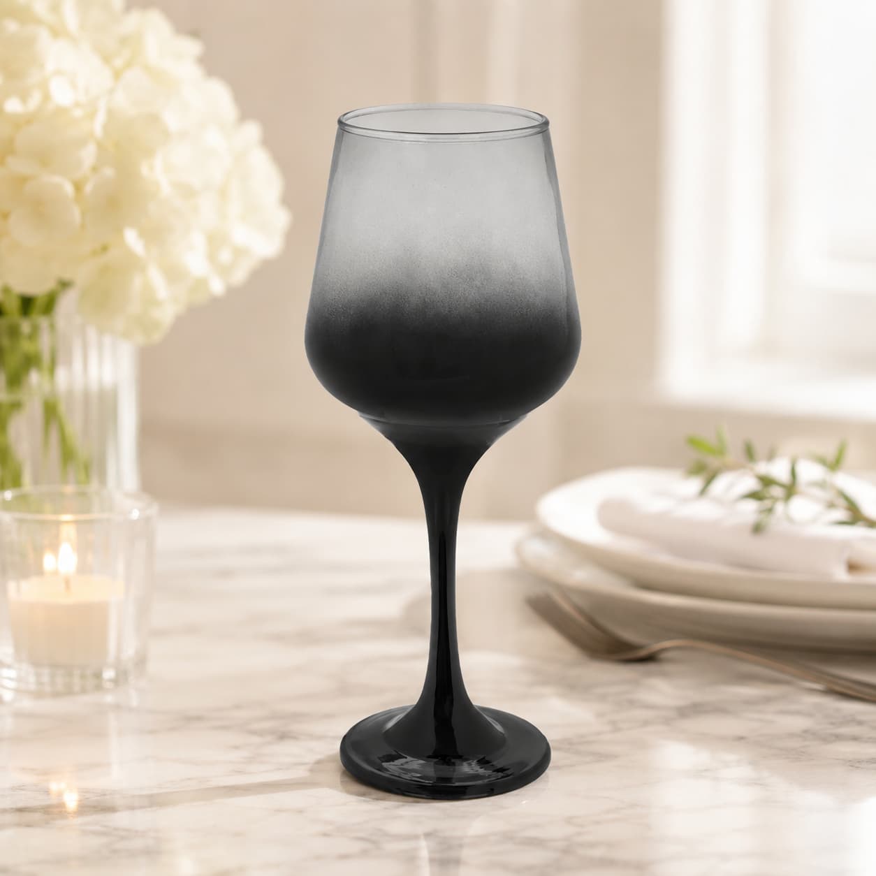 Black Smoke Glass Wine Glass, 410ml - Gifting CY - Cyprus - 
