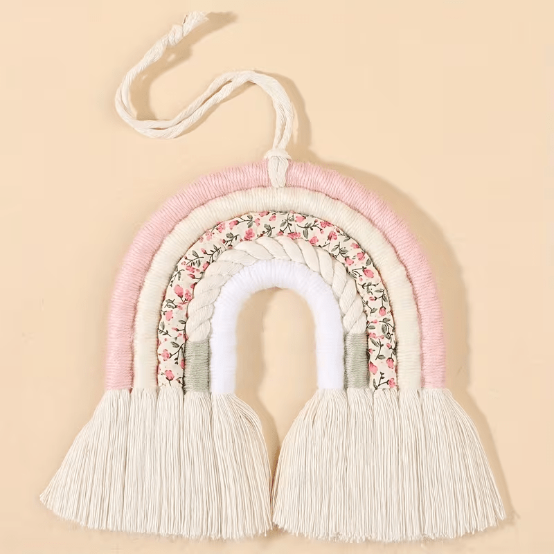 Boho Rainbow Wall Hanging, Hand-Woven Decorative Accent for Bedroom, Nursery & Home Styling - Gifting CY - Cyprus -