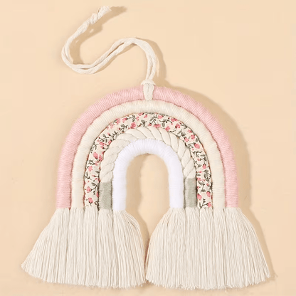 Boho Rainbow Wall Hanging, Hand-Woven Decorative Accent for Bedroom, Nursery & Home Styling - Gifting CY - Cyprus -