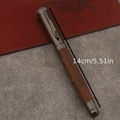 Executive Wooden & Metal Ballpoint Pen, Reusable Signature Pen with Clip Cap and Refills