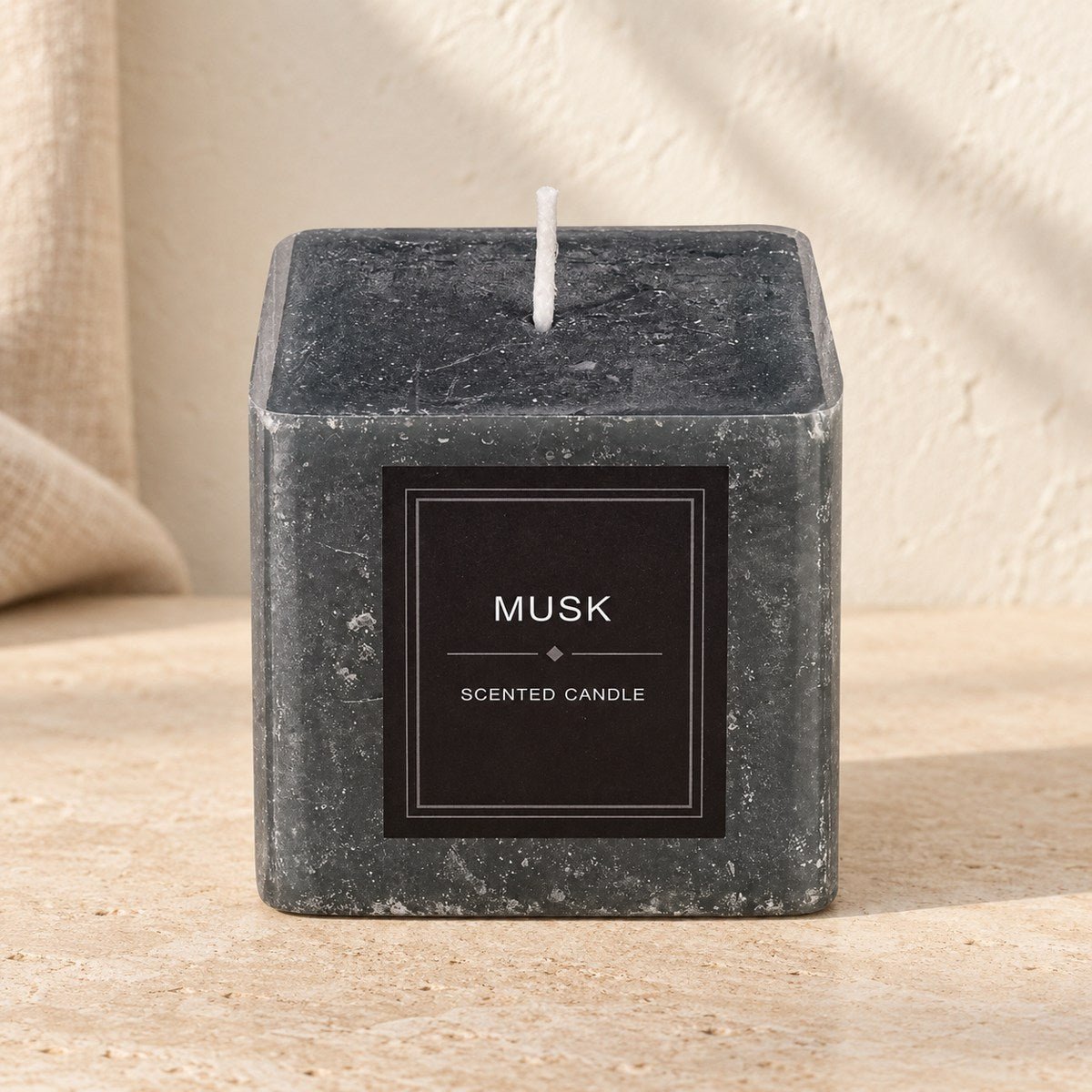 Charcoal Square Musk Scented Pillar Candle - Gifting CY - #Cyprus# - Pillar Candles