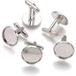 Elegant men’s cufflinks with sleek polished finish displayed on a neutral background.