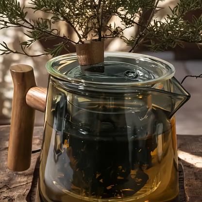 Serene Glass Tea Infuser Pot, Elegant Clear Tea Maker for Loose Leaf Tea & Calm Daily Rituals
