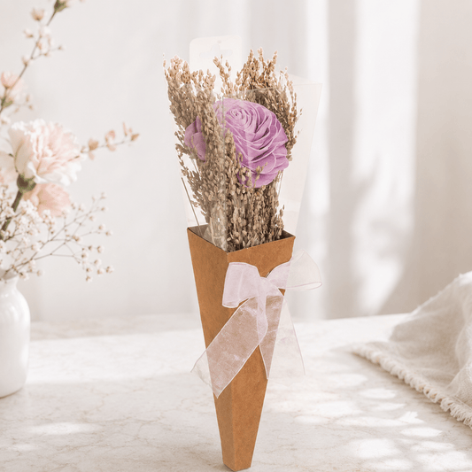 Decorative Dried Pink Rose Bouquet - Gifting CY - Cyprus -