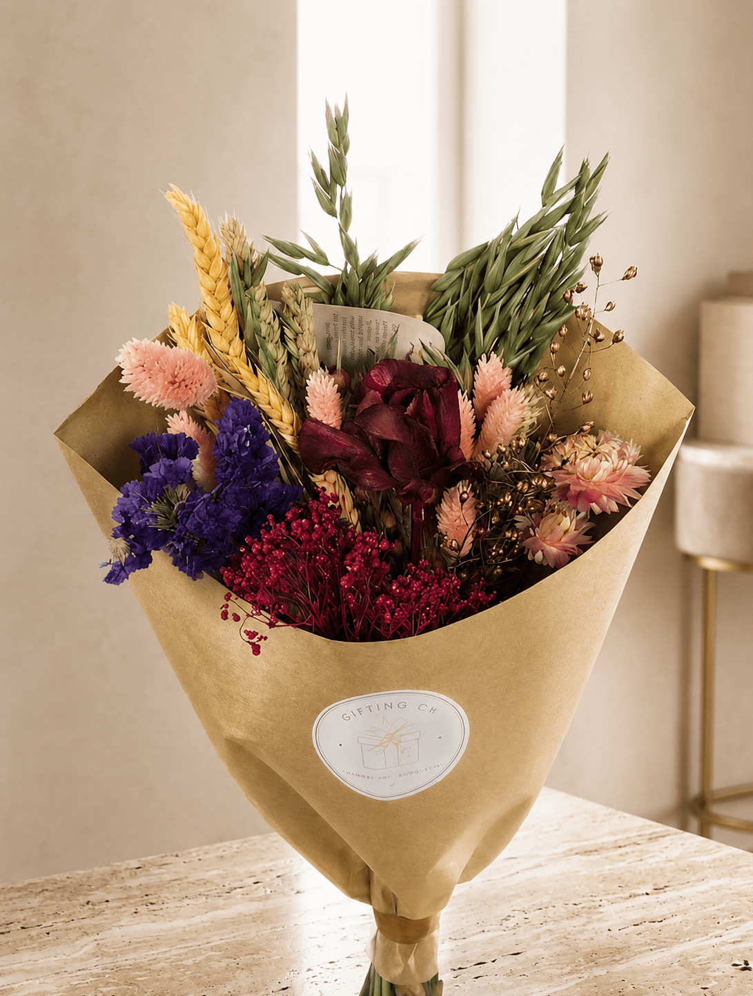 Dried Flowers - Field Bouquet - Burgundy - Gifting CY - Cyprus - 