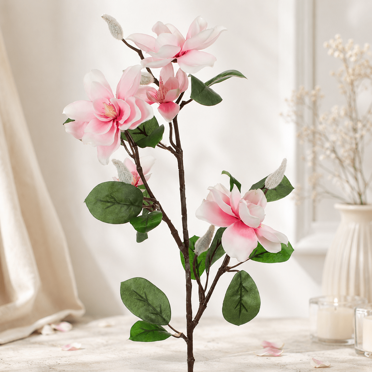 Elegant Artificial Magnolia Stem Pink - Gifting CY - Cyprus - 