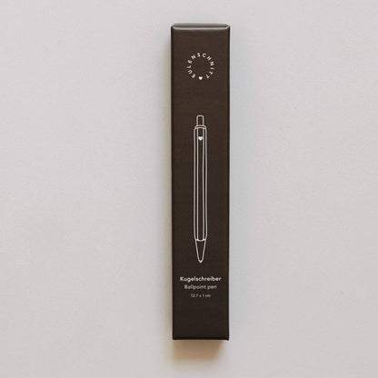 Eulenschnitt ballpoint pen presentation box with a line drawing of the pen.