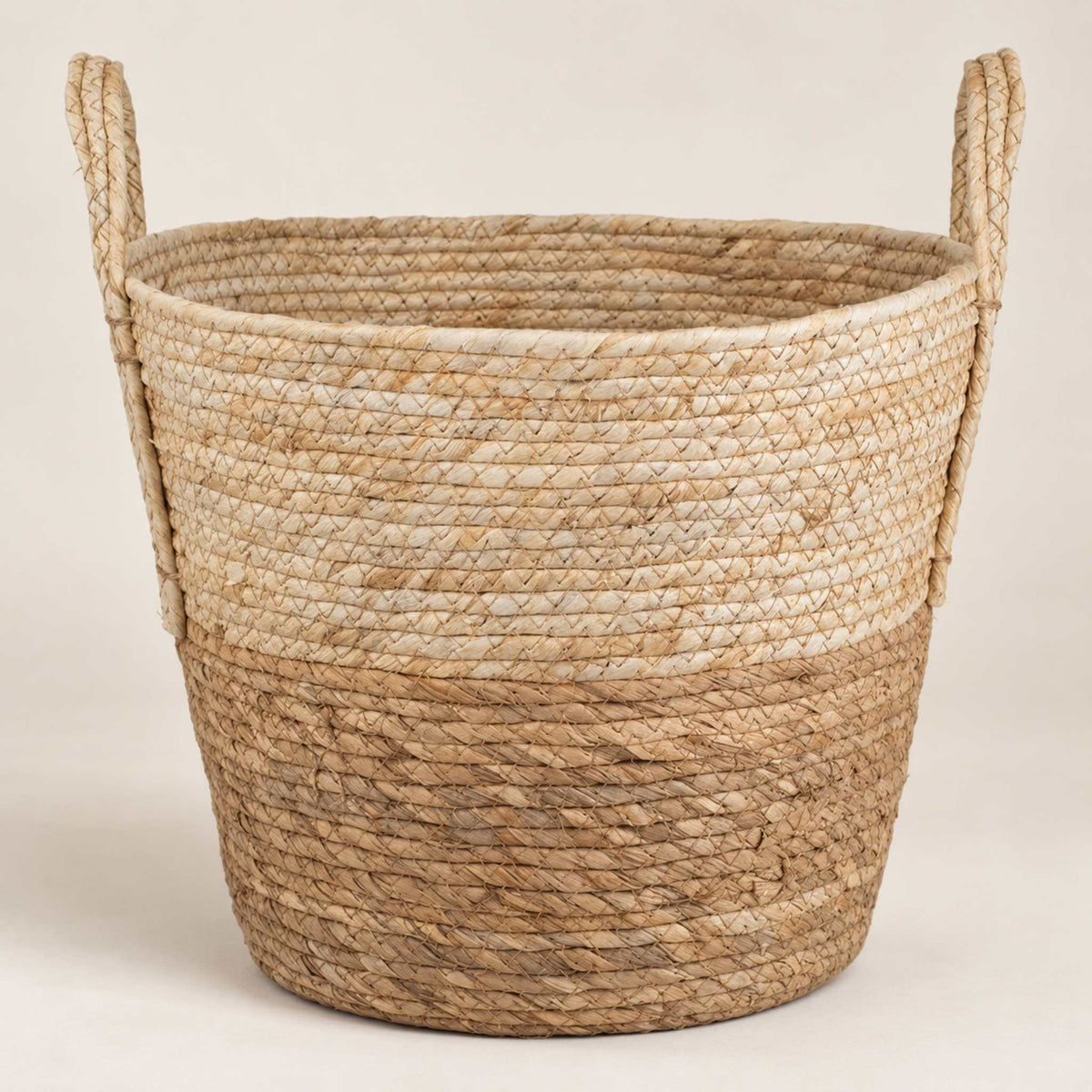 Beige and Brown Corn Fibre Storage Basket with Handles, 36 cm