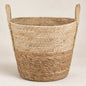 Beige and Brown Corn Fibre Storage Basket with Handles, 36 cm