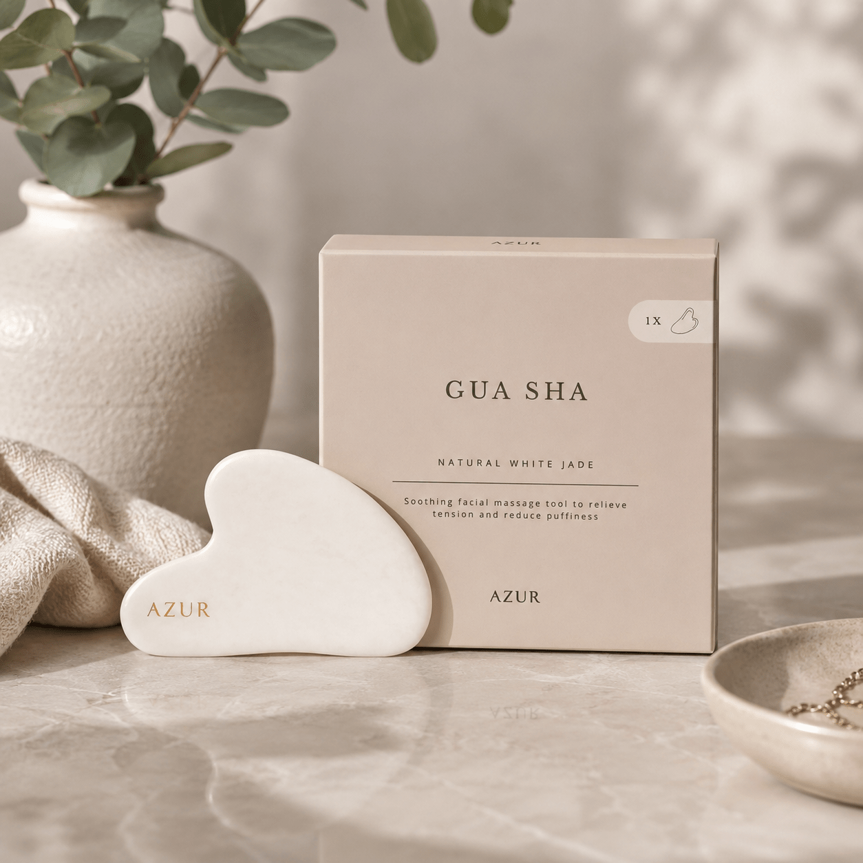 Gua Sha facial massage tool | White Jade - Gifting CY - Cyprus -
