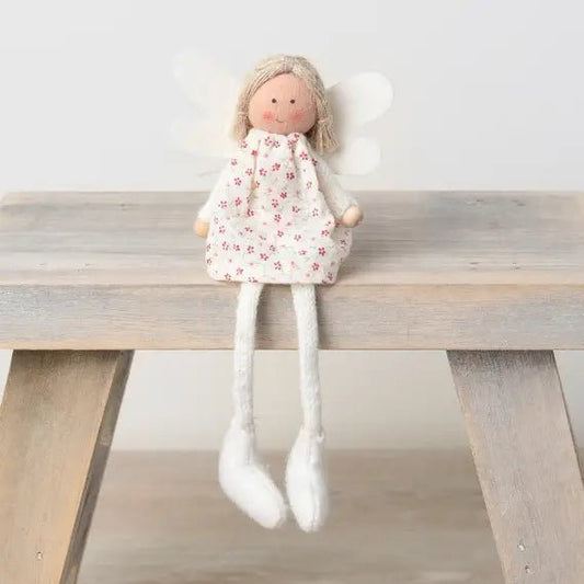 Knitted Angel Decoration – Floral Dress with Felt Wings - Gifting CY - Cyprus - 