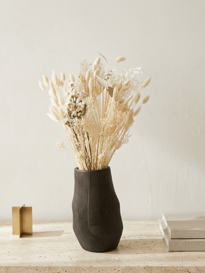 Luxury Mocha Ceramic Vase with Embossed Artisan Pattern, 31cm - Gifting CY - Cyprus -