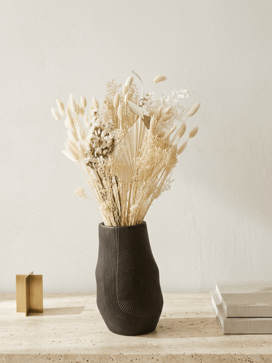 Luxury Mocha Ceramic Vase with Embossed Artisan Pattern, 31cm - Gifting CY - Cyprus -