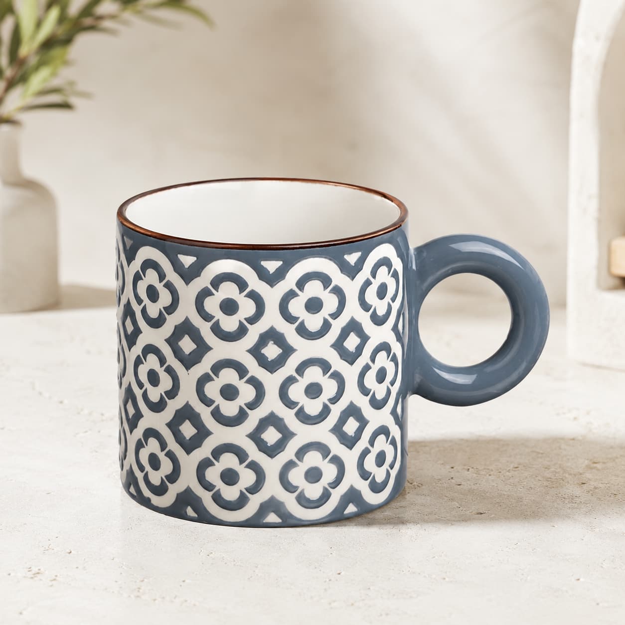 Mini Blue & Cream Ceramic Mug, 220ml - Gifting CY - Cyprus - 