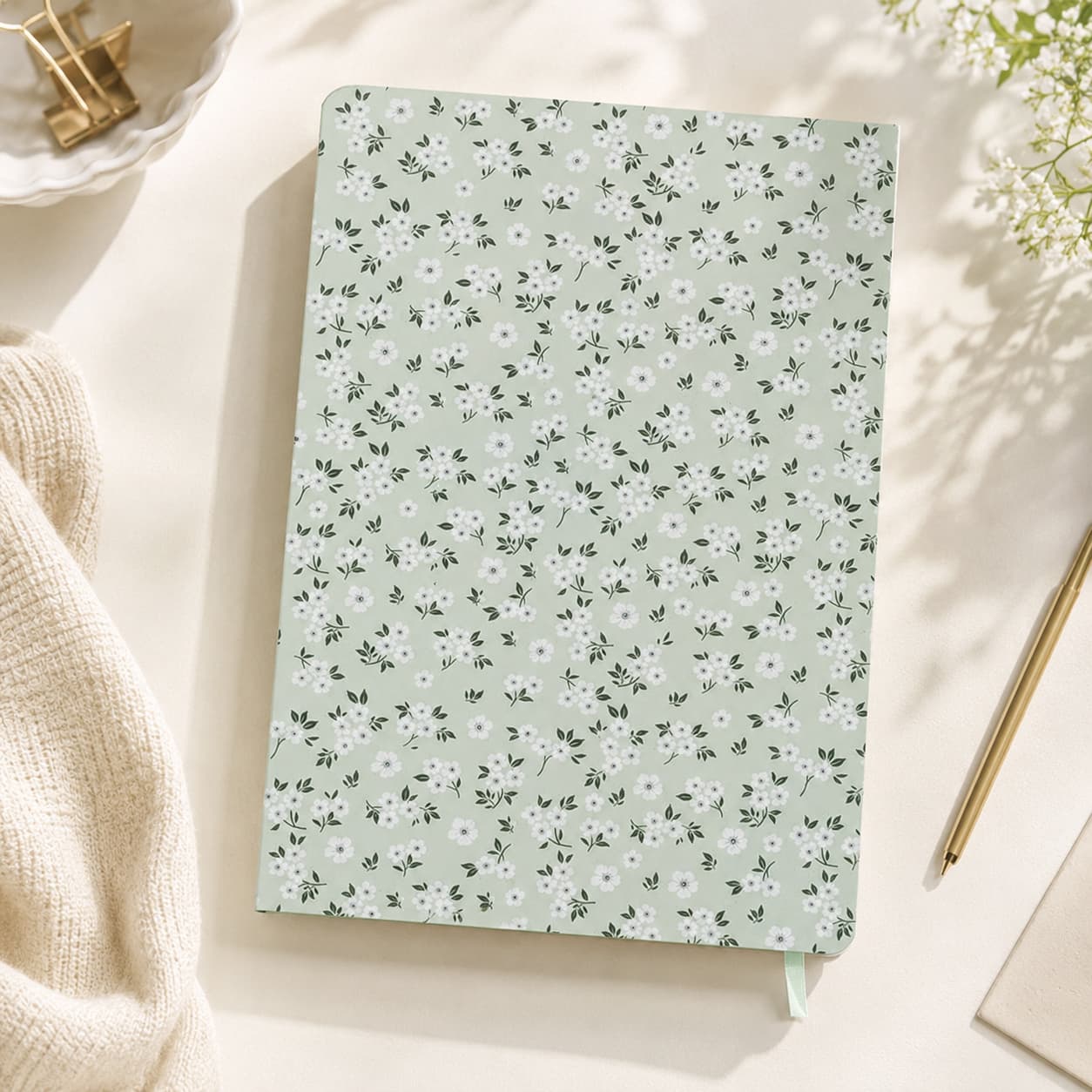 Mint Floral A5 Lined Notebook, 80 Sheets - Gifting CY - Cyprus - 
