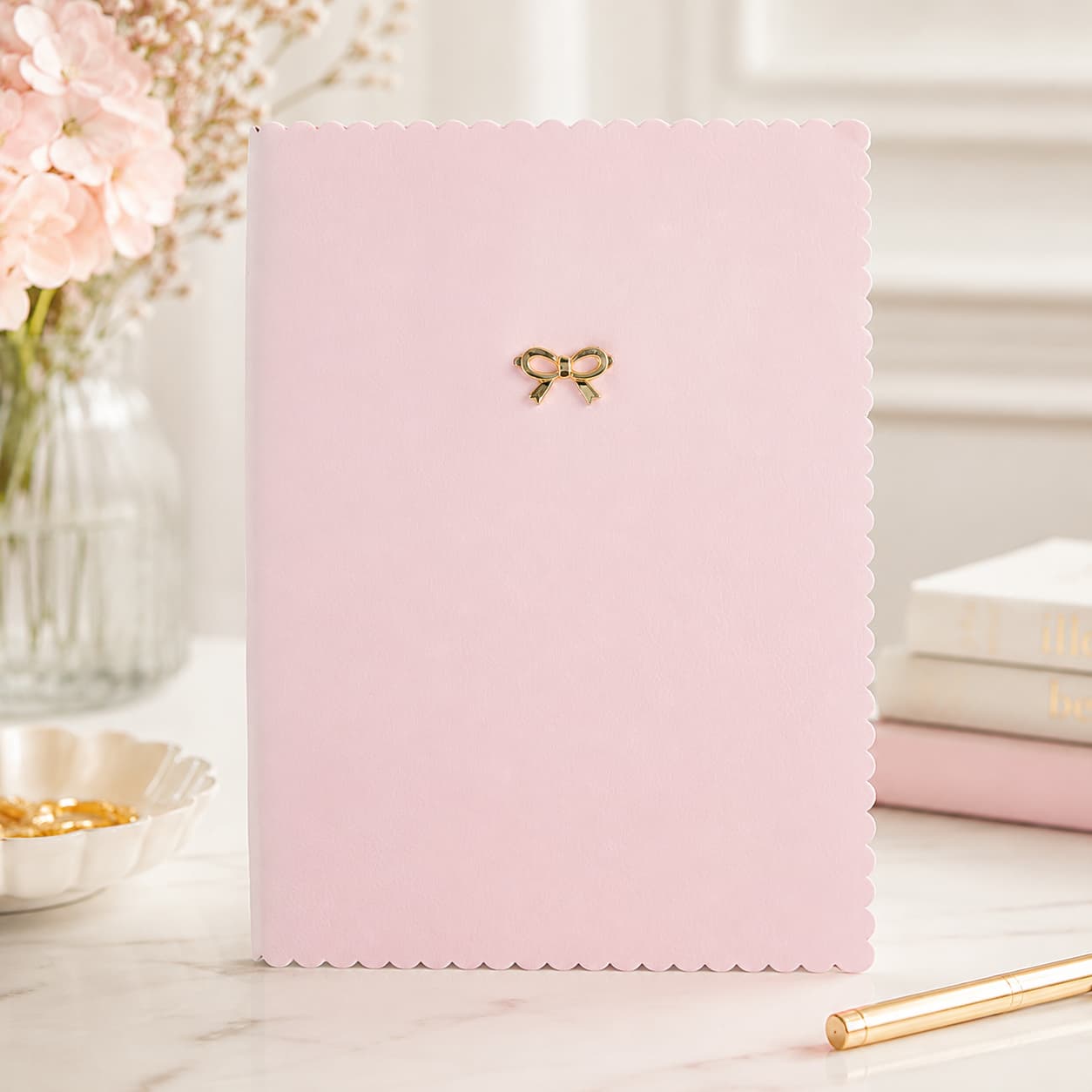 Pink A5 PU Notebook with Gold Bow, 80 Sheets - Gifting CY - Cyprus - 