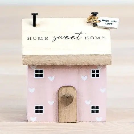 Pink “Home Sweet Home” Wooden House Decoration - Gifting CY - Cyprus - 