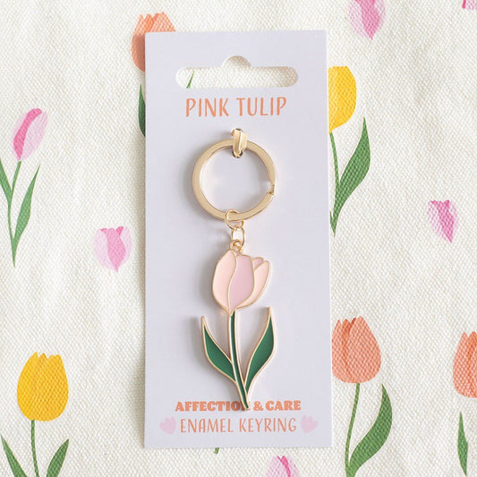 Pink Tulip Enamel Keyring – Affection & Care Gift - Gifting CY - Cyprus - 